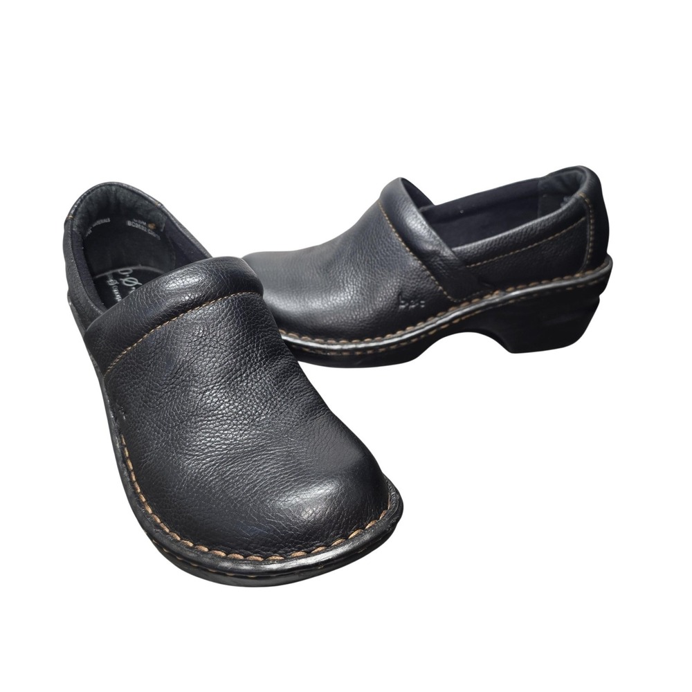 B.o.c Born Concept Clog Shoes Women 6.5 Black Leather Slip On Comfort BC3632